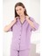 Müslin Kumaş Ceket Yaka Kadın Gömlek-Lila 5