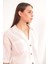 Keten Kumaş Crop Oversize Kadın Gömlek-Ekru 4