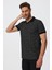 Jaquard Erkek Polo Yaka T-Shirt Siyah 4