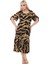 Butik Vizon Zebra Desen Bağlamalı Kısa Kollu Kadın Midi Elbise 4