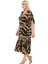 Butik Vizon Zebra Desen Bağlamalı Kısa Kollu Kadın Midi Elbise 5