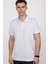 Slim Fit Desenli Polo Yaka Erkek Beyaz Tişört 1