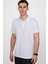 Slim Fit Desenli Polo Yaka Erkek Beyaz Tişört 2