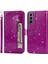 Glitter Pullar Deri Telefon Cüzdan Stand Kılıfı Kapak Samsung Galaxy S22 5g Için Fermuar Cep Tasarımı - Mor (Yurt Dışından) 1