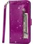 Glitter Pullar Deri Telefon Cüzdan Stand Kılıfı Kapak Samsung Galaxy S22 5g Için Fermuar Cep Tasarımı - Mor (Yurt Dışından) 2