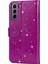 Glitter Pullar Deri Telefon Cüzdan Stand Kılıfı Kapak Samsung Galaxy S22 5g Için Fermuar Cep Tasarımı - Mor (Yurt Dışından) 3
