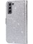 Glitter Pullar Deri Telefon Cüzdan Stand Kılıfı Kapak Samsung Galaxy S22 5g Için Fermuar Cep Tasarımı - Gümüş Rengi (Yurt Dışından) 3