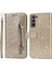 Glitter Pullar Deri Telefon Cüzdan Stand Kılıfı Kapak Samsung Galaxy S22 5g Için Fermuar Cep Tasarımı - Altın (Yurt Dışından) 1