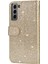 Glitter Pullar Deri Telefon Cüzdan Stand Kılıfı Kapak Samsung Galaxy S22 5g Için Fermuar Cep Tasarımı - Altın (Yurt Dışından) 3