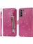 Glitter Pullar Deri Telefon Cüzdan Stand Kılıfı Kapak Samsung Galaxy S22 5g Için Fermuar Cep Tasarımı - Gül (Yurt Dışından) 1