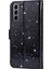 Glitter Pullar Deri Telefon Cüzdan Stand Kılıfı Kapak Samsung Galaxy S22 5g Için Fermuar Cep Tasarımı - Siyah (Yurt Dışından) 3