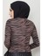 Zebra Desen Balıkçı Yaka Body Kahverengi 4