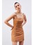 Omuz Aksesuarlı Crop Bluz - Camel 4
