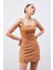 Omuz Aksesuarlı Crop Bluz - Camel 5
