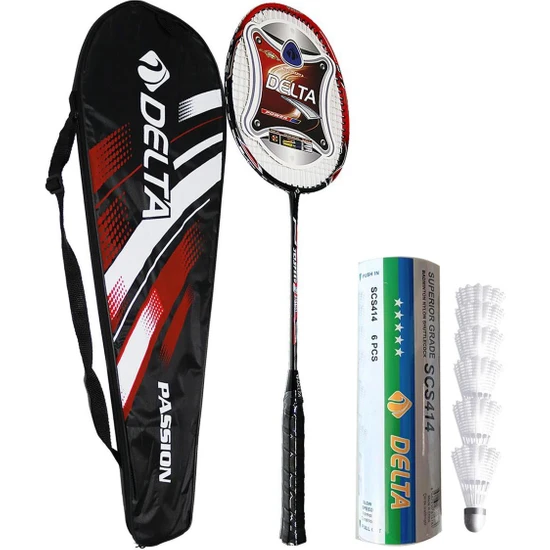 Delta Fiberglas Badminton Raketi + Çantası + 6 Adet Dengeli Hız Yeni Başlayanlar İçin Badminton Topu