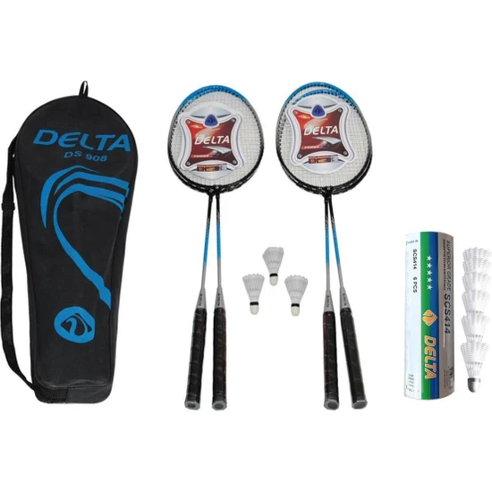 Delta 4 Adet Badminton Raketi + Çantası + 9 Adet Dengeli Hız Yeni Başlayanlar İçin Badminton Topu