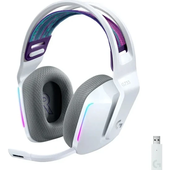 Logitech G733 7.1 981-000883 Kablosuz Mikrofonlu Kulak Üstü Oyuncu Kulaklığı Beyaz Kutusuz Teşhir