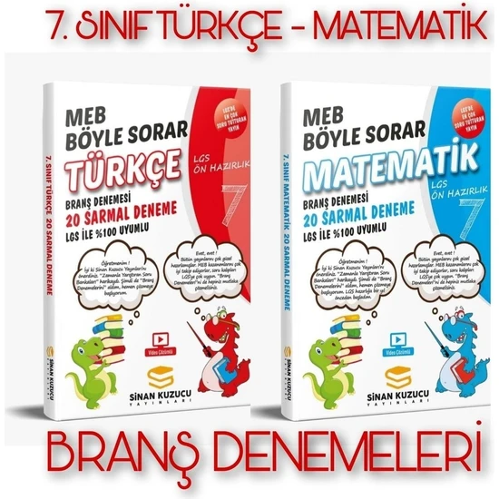 Sinan Kuzucu Yayınları Sinan Kuzucu Yayınları 7. Sınıf Türkçe - Matematik Branş Deneme Seti