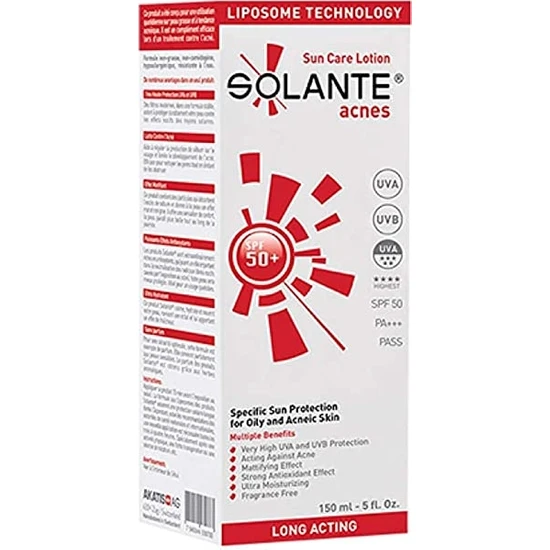 Solante Acnes SPF 50+ Güneş Koruyucu Losyon 150 ml