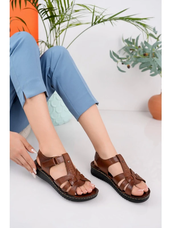 Muggo Soft Kadın Garantili Günlük Ortopedik Kaymaz Taban Comfort Rahat Sandalet