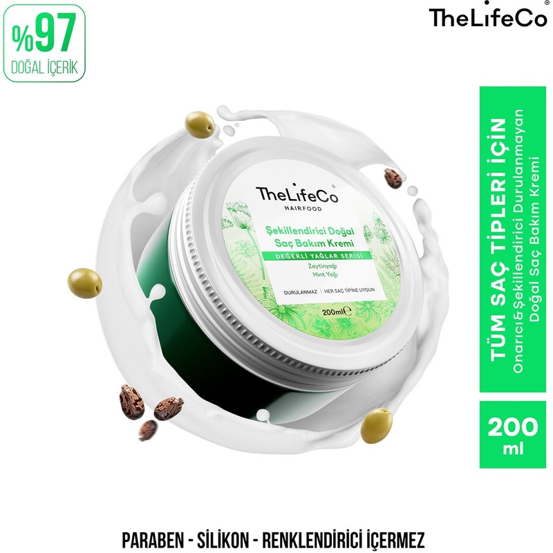 TheLifeCo Hairfood Değerli Yağlar Serisi Durulanmayan Doğal Saç Bakım Kremi 200 ml