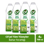Cif Jel Yüzey Temizleyici Tüm Yüzeyler İçin Çamaşır Suyu Katkılı Bahar Ferahlığı 750 ml x4