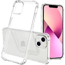 iPhone 13 Mini ile Uyumlu Köşeli Şeffaf Silikon Kapak Telefon Kılıfı