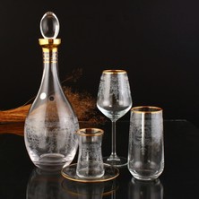 Paşabahçe Kristal İspir 49 Parça 12 Kişilik Dekorlu İçecek Takımı Altın