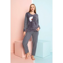 Nisanca Kışlık Kadın Polar Pijama Takımı - Yılbaşı Pijaması