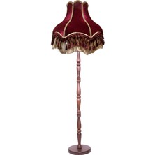 dekovien Bordo Vintage Lambader Kumaş Kaplama Kahverengi Ahşap Ayak LM0120