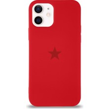 Kılıfmania Apple iPhone 12 Mini ile Uyumlu Kapak Yıldız Logolu Içi Kadife Lansman Silikon Kılıf - Kırmızı
