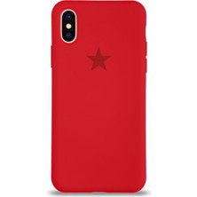 Kılıfmania Apple iPhone Xs Max ile Uyumlu Kapak Yıldız Logolu Içi Kadife Lansman Silikon Kılıf - Kırmızı