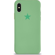 Kılıfmania Apple iPhone Xs Max ile Uyumlu Kapak Yıldız Logolu Içi Kadife Lansman Silikon Kılıf - Yeşil