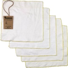 Neocotton Çift Katlı Oyalı Pamuklu 5'li Bebek Bakım Mendili (22X22 Cm)