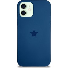 Kılıfmania Apple iPhone 12 Mini ile Uyumlu Kapak Yıldız Logolu Içi Kadife Lansman Silikon Kılıf - Lacivert