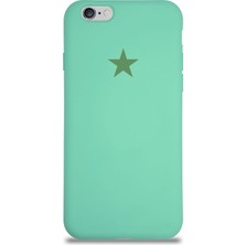 Kzy Apple iPhone 6 Plus ile Uyumlu Kapak Yıldız Logolu Içi Kadife Lansman Silikon Kılıf - Su Yeşili