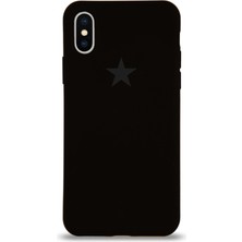 Kılıfmania Apple iPhone x ile Uyumlu Kapak Yıldız Logolu Içi Kadife Lansman Silikon Kılıf - Siyah