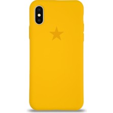 Kılıfmania Apple iPhone Xs Max ile Uyumlu Kapak Yıldız Logolu Içi Kadife Lansman Silikon Kılıf - Sarı