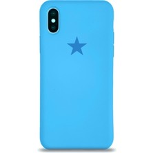 Kılıfmania Apple iPhone Xs Max ile Uyumlu Kapak Yıldız Logolu Içi Kadife Lansman Silikon Kılıf - Açık Mavi