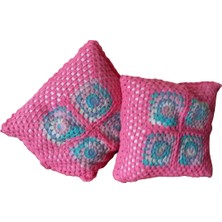 El&Ma El Örgüsü Motifli Pembe Dekoratif Yastık (1 Çift)