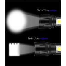 Güçlü 3000 Lumen 5W Cob LED USB Şarjlı El Feneri Avcılık,kamp Feneri Deprem Çantalık Fener