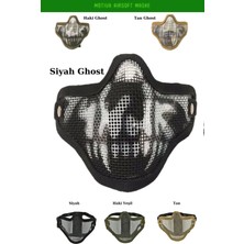 Motiva Airsoft Koruyucu Siyah Ghost Kamuflaj Tel Yarım Yüz Maskesi