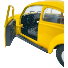 Popit Toys Metal Model Araba Kapıları Açılır Kapanır Çek Bırak Hareket Edebilen Klasik Vosvos Vw Beetle Sarı