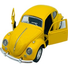 Popit Toys Metal Model Araba Kapıları Açılır Kapanır Çek Bırak Hareket Edebilen Klasik Vosvos Vw Beetle Sarı