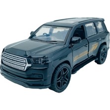 Popit Toys Metal Model Araç Oyuncak Çek Bırak Açılır Kapılar Cam Tavan Toyota Land Cruiser Off-Road Siyah