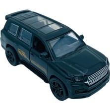 Popit Toys Metal Model Araç Oyuncak Çek Bırak Açılır Kapılar Cam Tavan Toyota Land Cruiser Off-Road Siyah