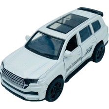 Popit Toys Metal Model Araç Oyuncak Çek Bırak Açılır Kapılar Cam Tavan Toyota Land Cruiser Off-Road Beyaz