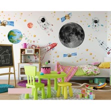 Kt Grup Uzay Temalı Astronotlar Gezegenler Yıldızlar ve Uydular Duvar Sticker Seti