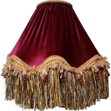 dekovien Bordo Gold Saçak Vintage Lambader Kumaş Kaplama Kahverengi Ahşap Ayak LM0124