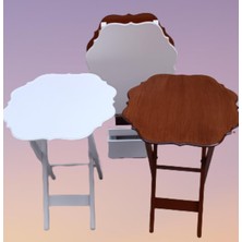 Bengi Ticaret Zigon Çanta 90092 Sehpa Yonca Model Ahşap MDF Ceviz ve Beyaz Renk Uyum El Yapım